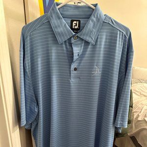 FootJoy Performance Golf Shirt, XL, Light Blue with white stripes
